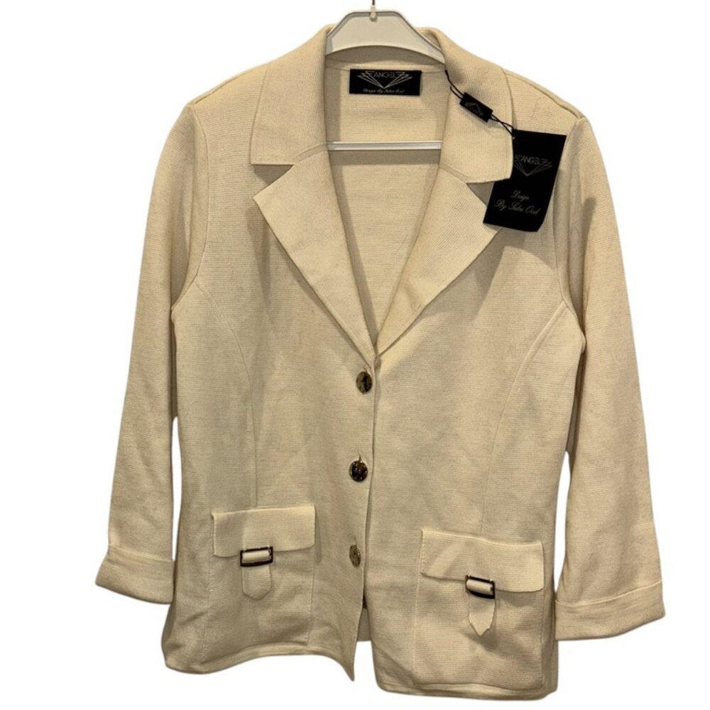 angel sabri ozel NEW NWT ivory santana knit vintage blazer sweater jacke…